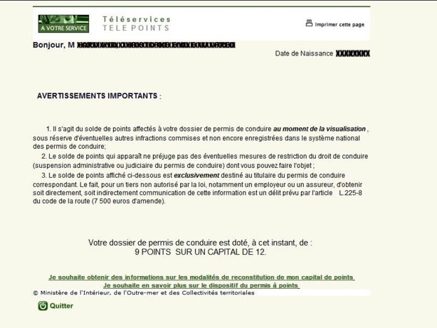 Connaître le capital de points de son permis de conduire