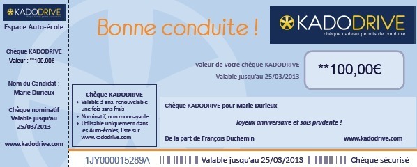 Kadodrive : le chèque cadeau de tous les permis de conduire Kadodrive : le chèque cadeau de tous les permis de conduire