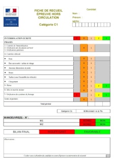 L'épreuve hors circulation de la catégorie C1 L'épreuve hors circulation de la catégorie C1