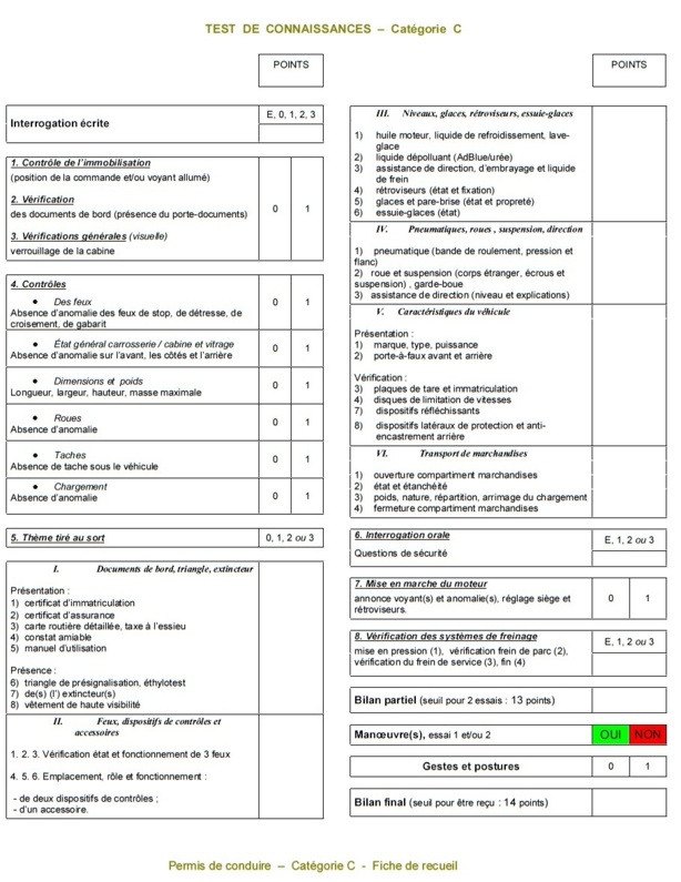 L'épreuve hors circulation de la catégorie C